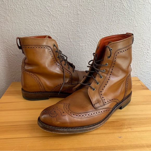 SOLD Men’s Allen Edmonds DALTON Leather Bourbon Wingtip Dress Boots Size 9.5 - Picture 2 of 14